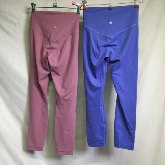 Lululemon Align V-waist Leggings Blue Crop LW6CNS/Pink LW5EUQS Set of 2 Sz 4
